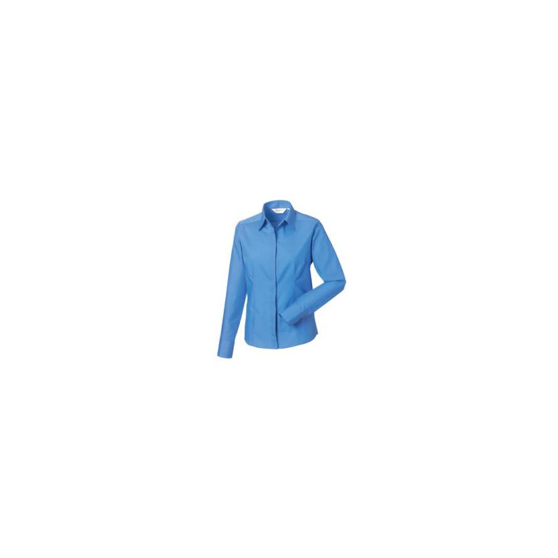 Ladies` Long Sleeve Fitted Polycotton, corporate modrá, 4XL