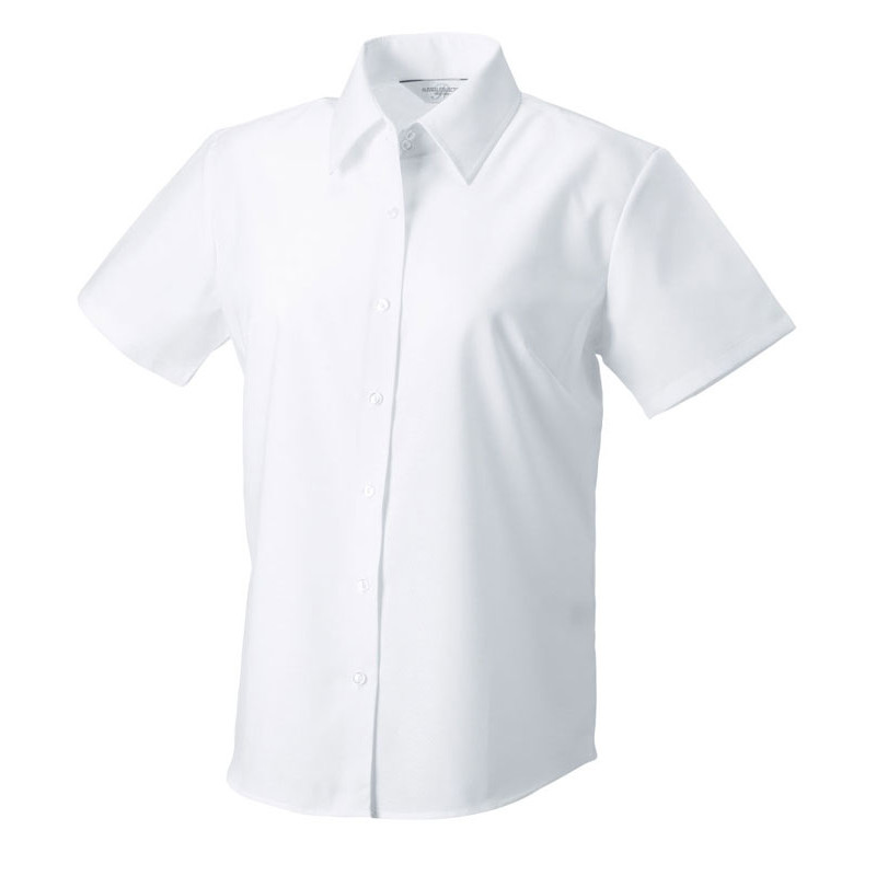 Ladies` Short Sleeve Classic Oxford Shirt, biela