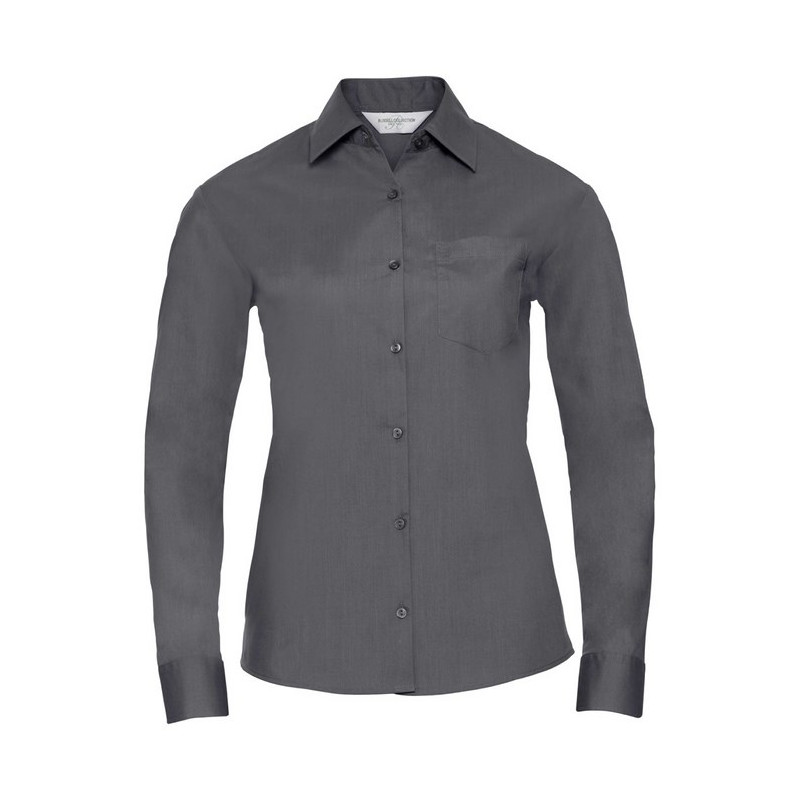 Ladies` Long Sleeve Classic Polycotton, convoy sivá, XS