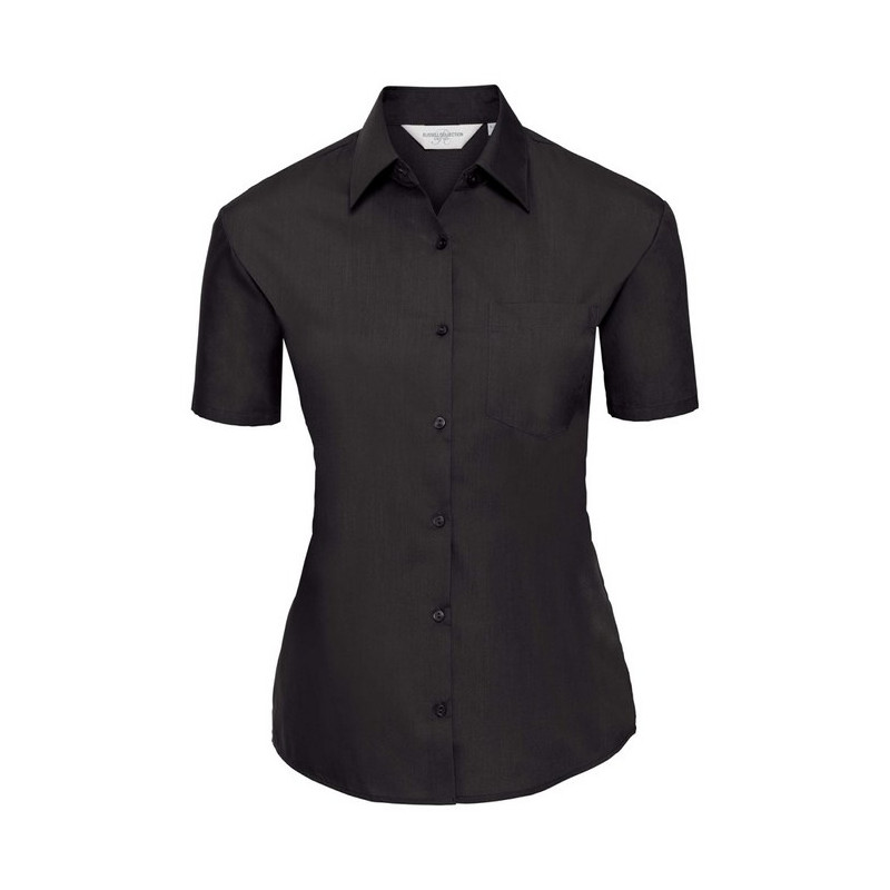 Ladies` Short Sleeve Classic Polycotton Poplin Shirt