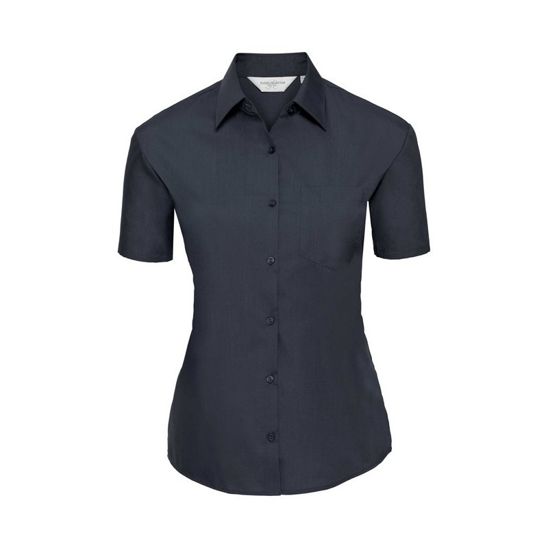 Ladies` Short Sleeve Classic Polycotton Poplin Shirt