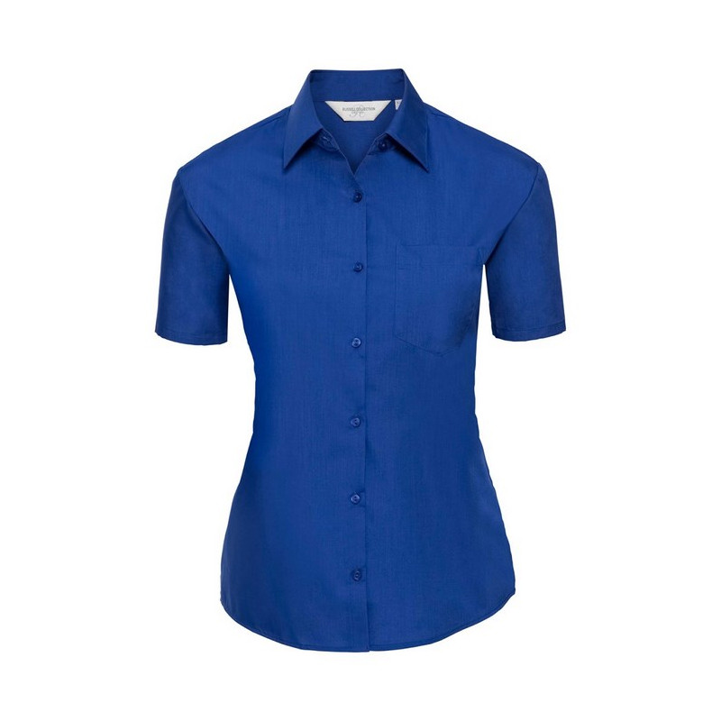 Ladies` Short Sleeve Classic Polycotton Poplin Shirt
