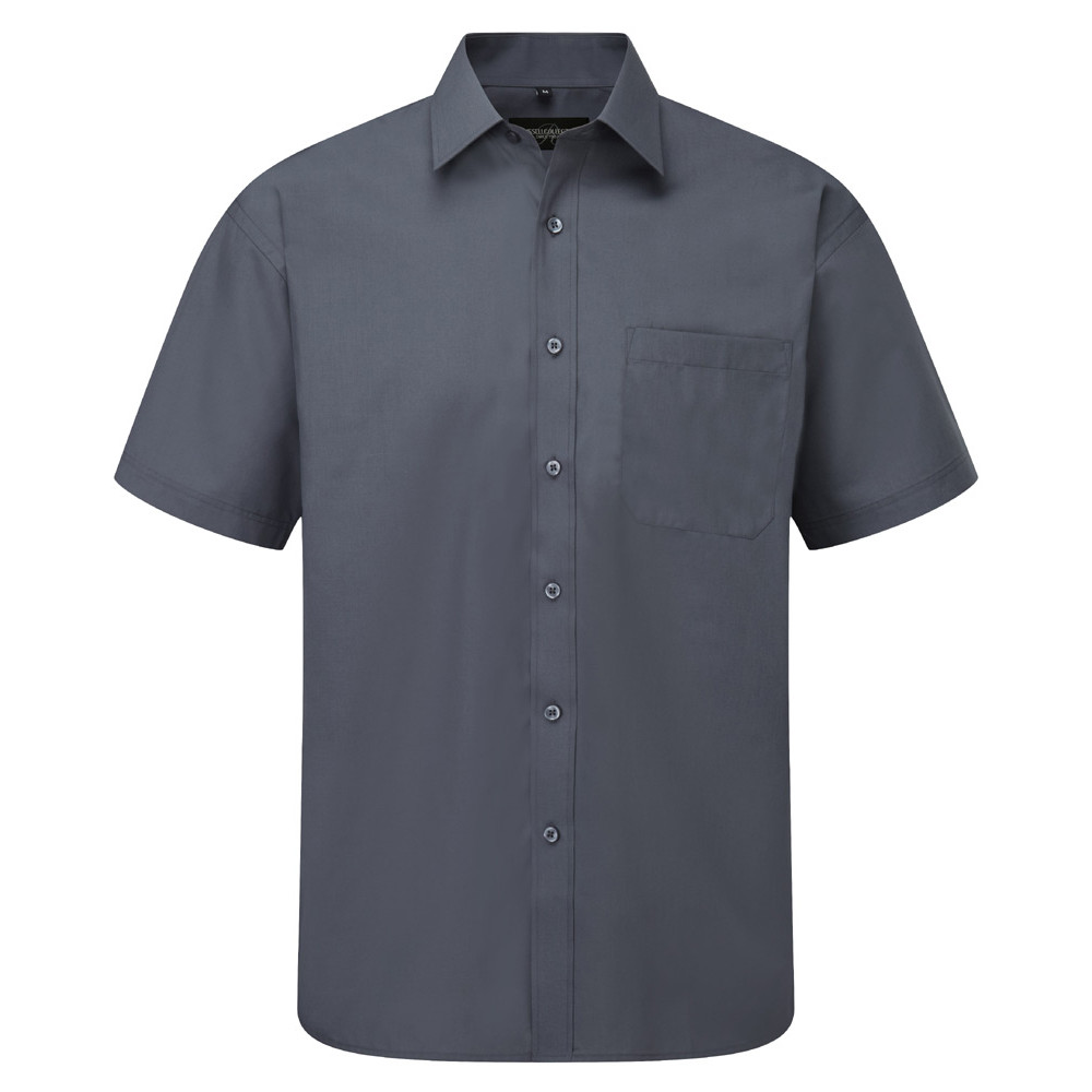 pánske`s Short Sleeve Classic Polycotton Poplin, convoy sivá
