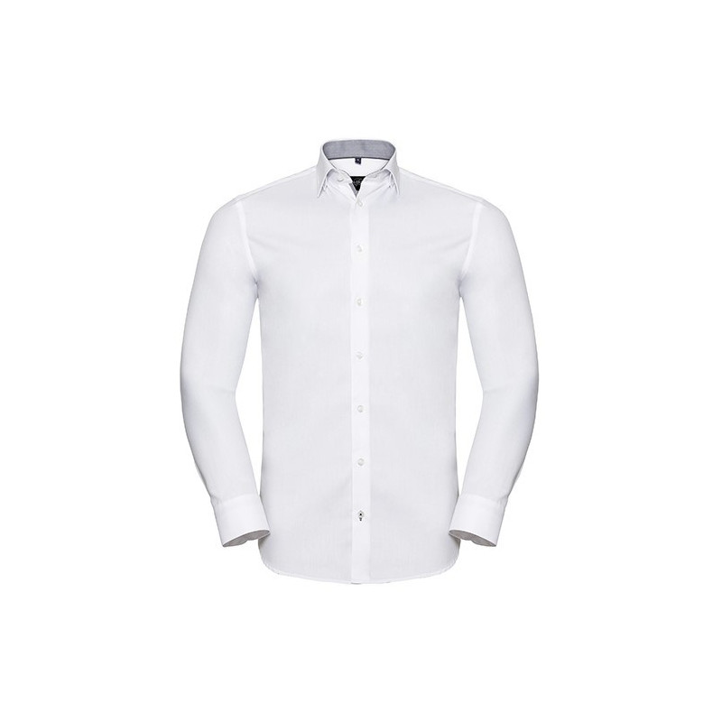 Men`s Long Sleeve Tailored Contrast Herringbone Shirt