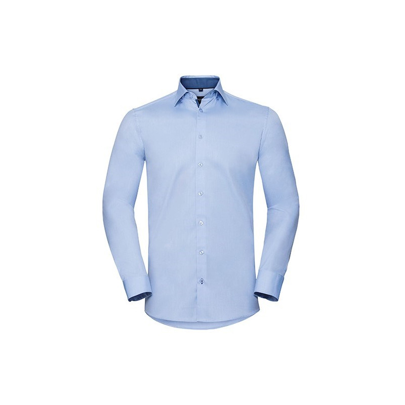 Men`s Long Sleeve Tailored Contrast Herringbone Shirt