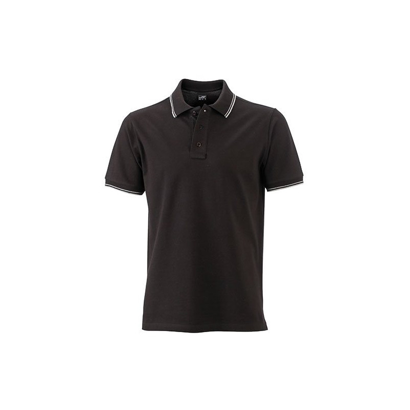 Mens Polo, black/ biela, XL