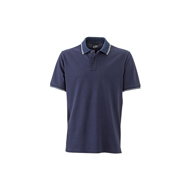 Mens Polo, navy/ biela, 3XL