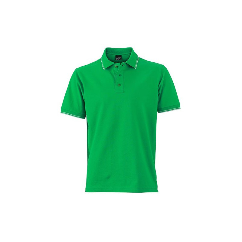 Mens Polo, fern-green/ biela