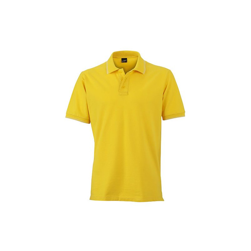 Mens Polo, sun-yellow/ biela, 3XL