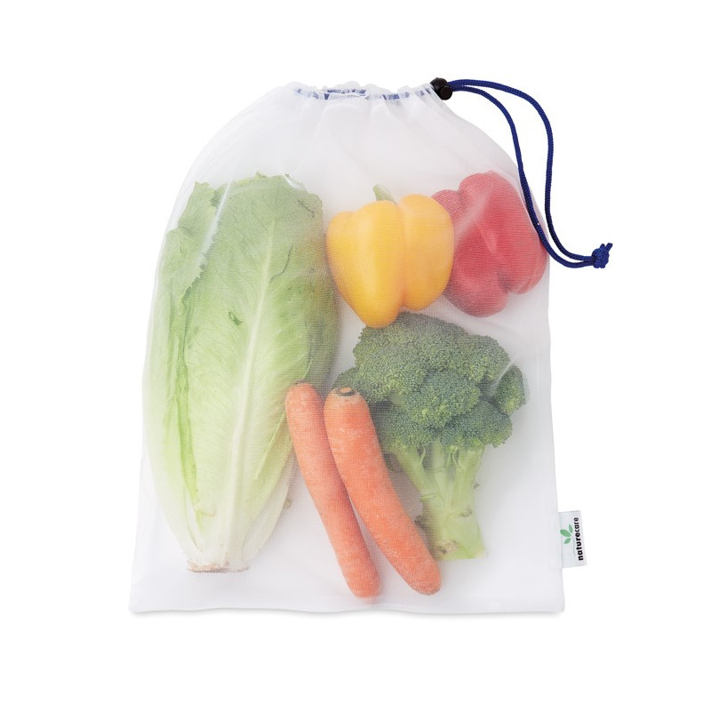 Mesh recycled-PET grocery bag. Min 250 pcs, viacfarebná