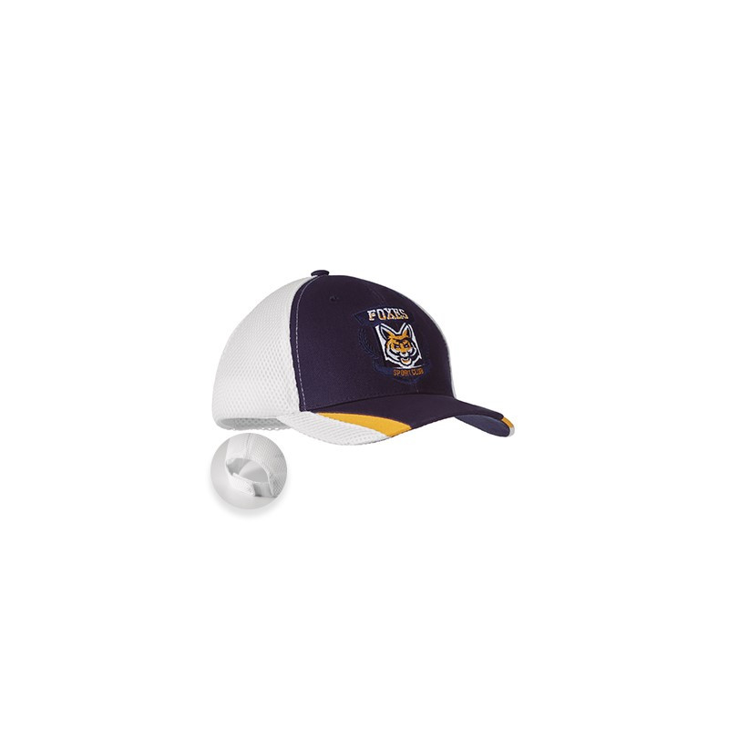 Cotton front with multi-colour visor and sport mesh back (6 panel). Min 150 pcs, viacfarebná