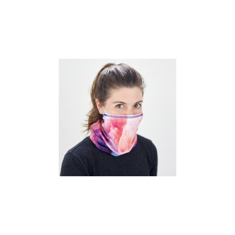100% RPET Multiscarf with inside pocket for a filter or disposable mask. Min 100 pcs