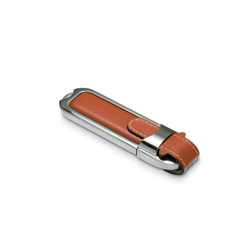 Jednotka USB Flash v puzdre z kovu s koženými aplikáciami