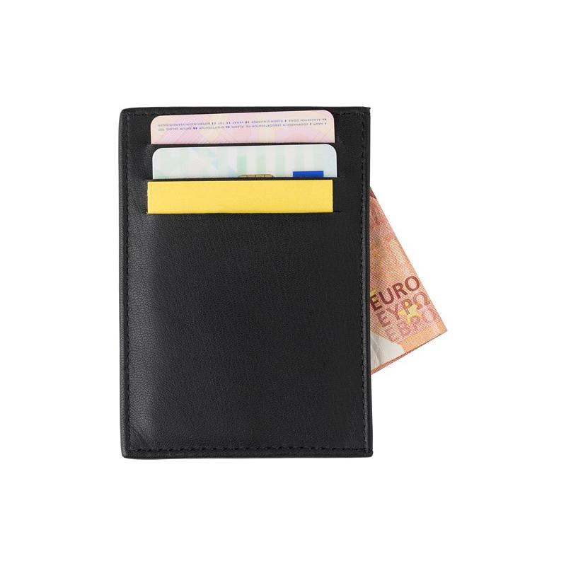 Kožená RFID peňaženka na kreditnú kartu, čierna