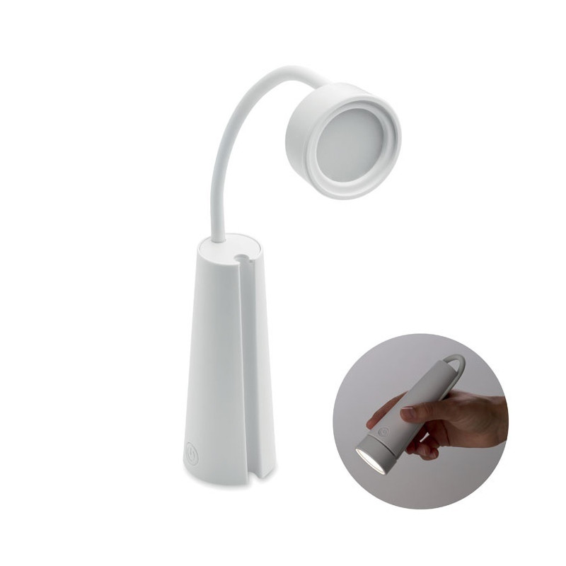 Stolová lampa/baterka 2v1,4,3 × 4,3 × 15 cm, biela