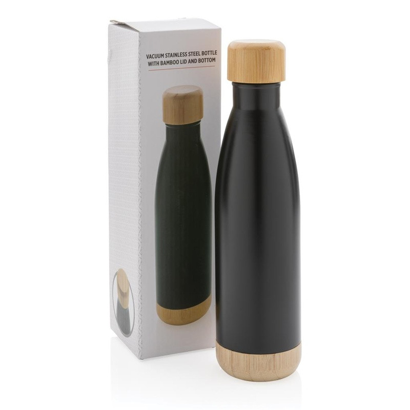 Nerezová termo fľaša s bambusovými detailmi 520ml