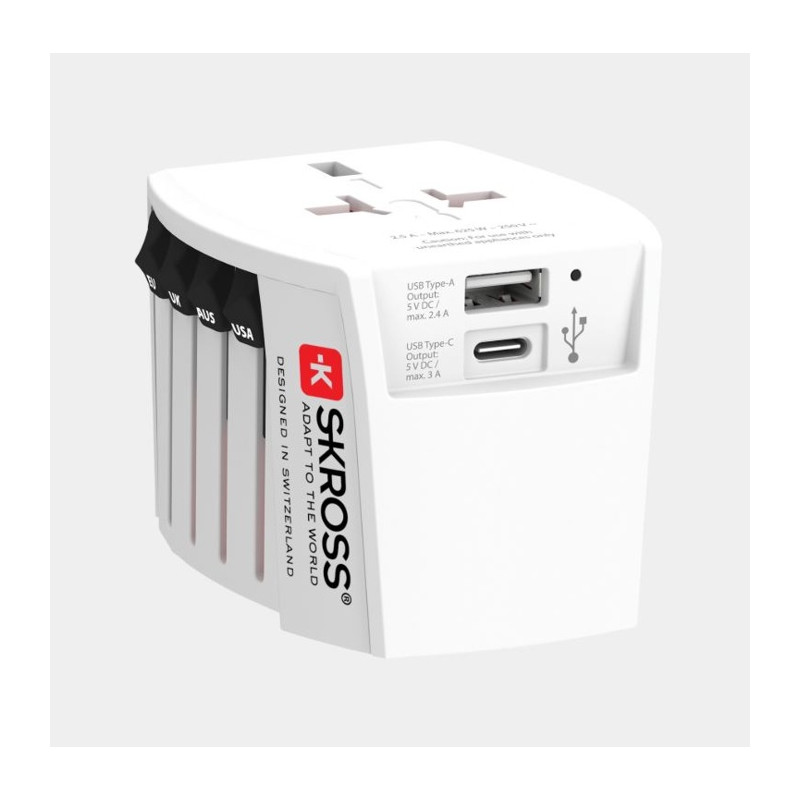 Adaptér SKROSS World MUV 2-pole s USB A a C, biela