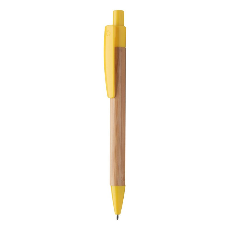 Bambusové guličkové pero, modrá náplň