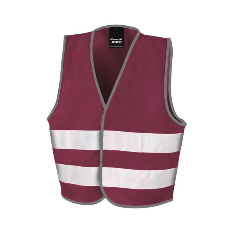 JUNIOR HI-VIS SAFETY VEST, bordová, M (7-9)