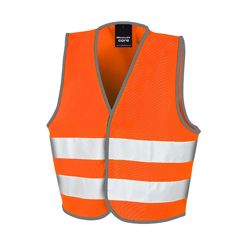 JUNIOR HI-VIS SAFETY VEST, fluorescent oranžová, M (7-9)