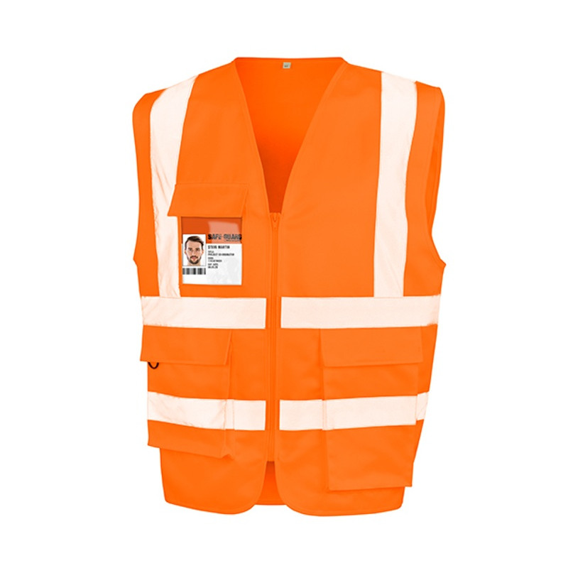 Heavy Duty Polycotton Security Vest, flo oranžová, S