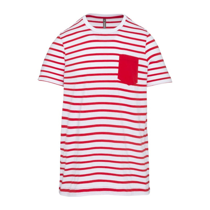 KIDS' STRIPED SHORT SLEEVE SAILOR T-SHIRT WITH POCKET