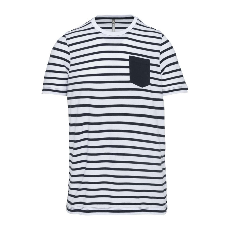 KIDS' STRIPED SHORT SLEEVE SAILOR T-SHIRT WITH POCKET