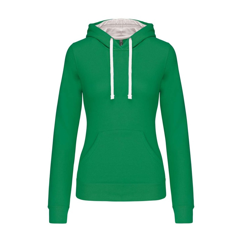 LADIES’ CONTRAST HOODED, light kelly green/ biela, XL