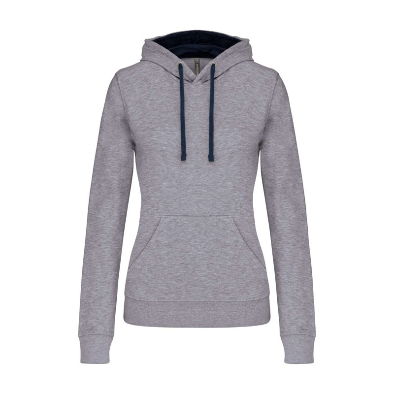 LADIES’ CONTRAST HOODED, oxford grey/ tmavomodrá, XL